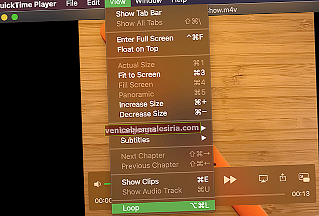Как да циклирам видео в QuickTime Player на вашия Mac